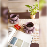 Purple bubble mug saucer set of 2