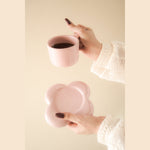 Handmade floral Espresso Cup saucer set-Pink