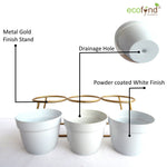 ecofynd 4 inches Bella White Metal Planter Pot with Gold Stand Planter freeshipping - Ecofynd