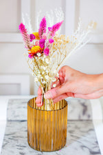 Yellow horizontal vase with Garden bunch